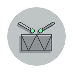 Aufkleber - drum icon in badge style. One of web collection icon can be used for UI, UX