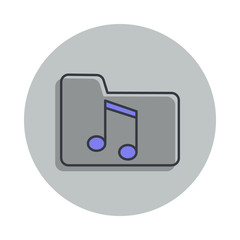 Aufkleber - folder with music icon in badge style. One of web collection icon can be used for UI, UX