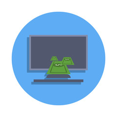 Aufkleber - withdrawal of money on the monitor colored icon in badge style. One of Banking collection icon can be used for UI, UX