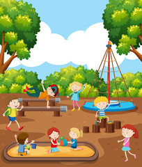 Wall Mural - Children playing at playground