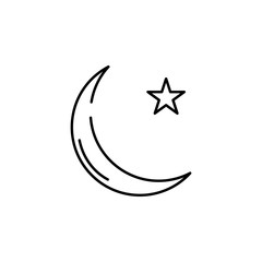 Wall Mural - Islamic symbol moon and star icon. Element of Pakistan culture for mobile concept and web apps illustration. Thin line icon for website design and development, app development