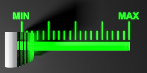 Poster - Level selector on a black control panel - 3D rendering