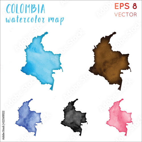 Fotomural Colombia watercolor country map