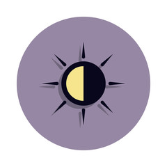 Poster - the sun icon in badge style. One of web collection icon can be used for UI, UX
