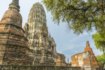 Wall Mural - old pagoda of Wat Ratchaburana temple in Ayutthaya, Thailand