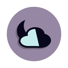 Poster - crescent moon and cloud icon in badge style. One of web collection icon can be used for UI, UX