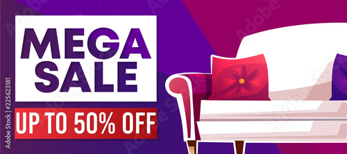 Mega Banner Or Advertising Poster For Home Furniture Vector Mega Banner Or Advertising Poster