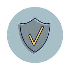 Poster - check mark icon in badge style. One of web collection icon can be used for UI, UX