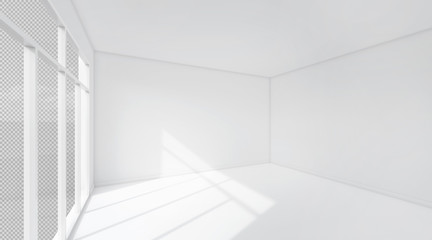 Poster - White room space background. 3D Rendering.