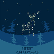 Reindeer. Christmas Deer At The North Pole. Vector Illustration