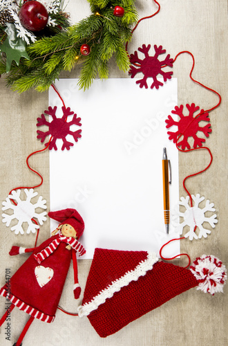 Flat Lay View Of Empty Sheet White Paper For Making Christmas Flat Lay View Of Empty Sheet White Paper For Making Christmas Gifts Wish List Or Write A Letter To E Commercial Background