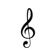 Vector illustration of minimalistic flat black treble clef icon
