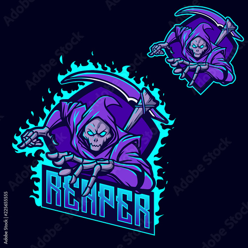 Cuadros en Lienzo Grim reaper ninja esport gaming mascot logo template