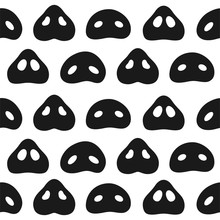 Seamless Pattern With Cute Pigs Black Noses. Gift Wrapping Paper. Vector Illustration. Isolated On White Background.