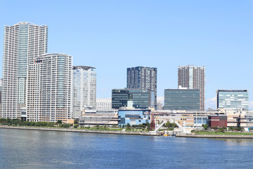  High-rise Tower Mansions Buildings and Waterway, At Toyosu, Tokyo