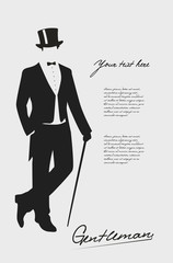 Wall Mural - Silhouette of a gentleman in a tuxedo.