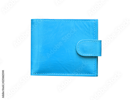Closed Blue leather wallet isolated on white background © qwasder1987