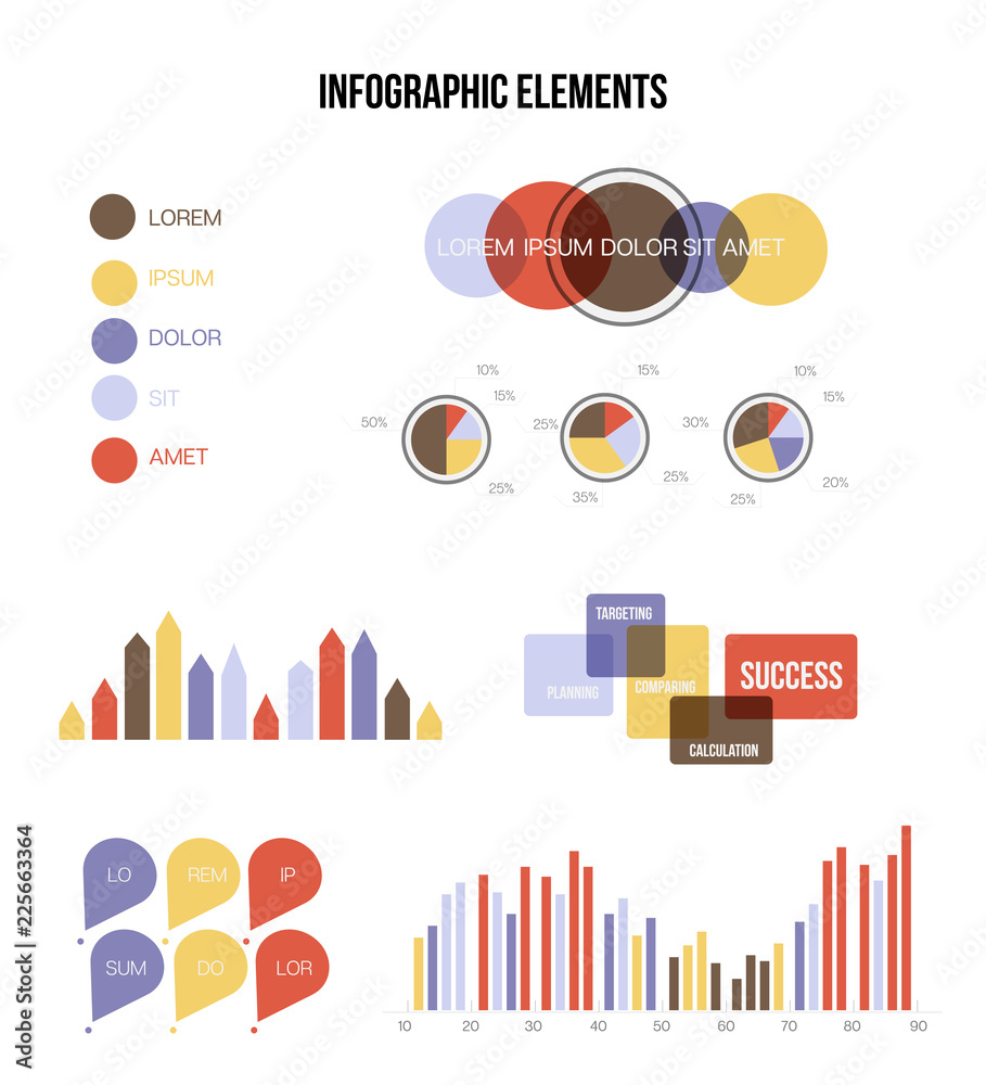 Modern Data Visualisation Inforgaphic Elements Vector Set. Grey, Brown ...