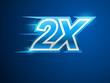 2x Faster. Blue vector sign