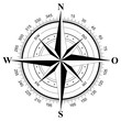 Kompass Rose Vektor mit der deutscher Osten Bezeichnung auf einem isolierten weißen Hintergrund.