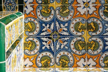 Wall Mural - Colorful pattern ceramic tiles , beautiful design detail