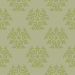 Olive green floral seamless pattern