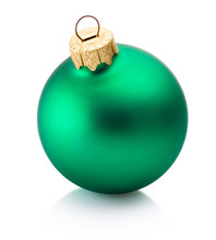 Christmas Green Bauble Isolated On White Background