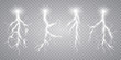 Vector illustration. Transparent light effect of electric lightning. The indomitable power of natural energy.
