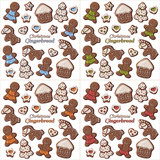 Fototapeta Dziecięca - Group of vector colorful illustrations on the New Year theme; set of different kinds of multicolor Christmas gingerbread. Pictures contain realistic shadows and glare.