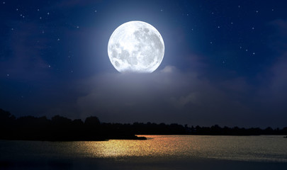 full moon over the river