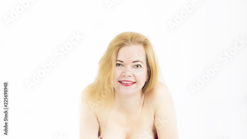 Naked Woman With Green Eyes And Blonde Hair Portrait Buy This