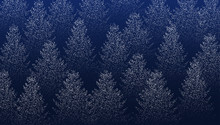 Blue Abstract Pattern With Winter Coniferous Forest.