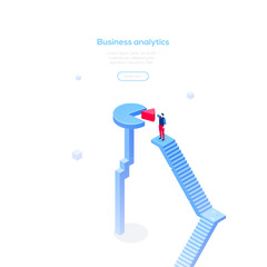 Wall Mural - Business analytics - modern isometric vector web banner