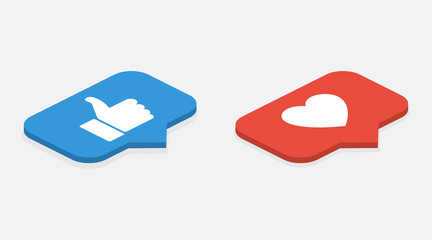 Wall Mural - isometric icons. set like icon. like counter notification icon. like icons