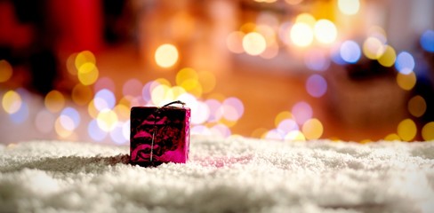 Poster - Composite image of copy space with gift and snow