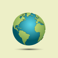 Wall Mural - 3d earth map with shadow on light background