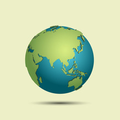 Wall Mural - 3d earth map with shadow on light background
