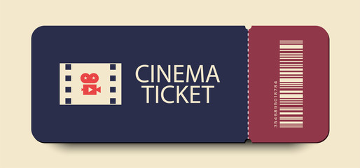 Wall Mural - cinema ticket vector icon with shadow on light background