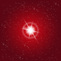 Wall Mural - christmas star with snow on red gradient background