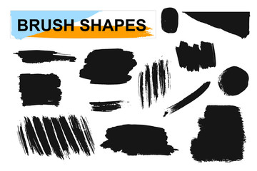 Wall Mural - Collection of hand drawn brush shapes. Vector isolated.