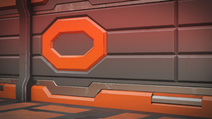 Wall Mural - 3D rendering of realistic sci-fi spaceship corridor