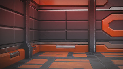 Wall Mural - 3d illustration of futuristic design spaceship interior. render
