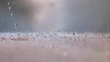 Loop Of Water Drops Fall On Flat Surface, Close Up