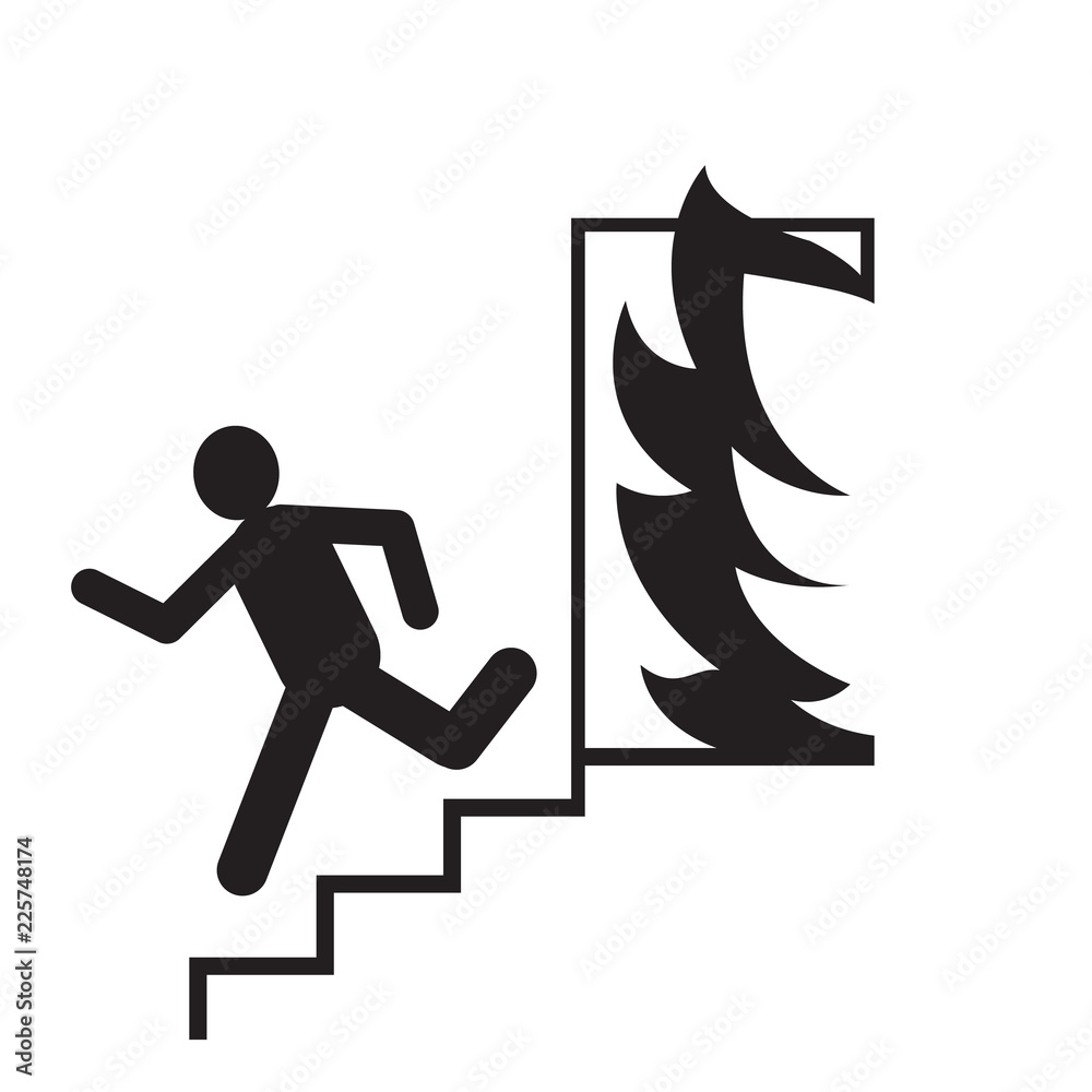 Emergency exit silhouette man running signs vector illustration ...