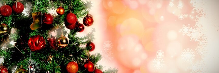 Poster - Composite image of glowing christmas background