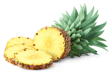 Wall Mural - Half and sliced pineapple fruit