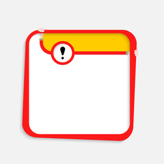 Poster - A red text frame for your text and exclamation mark.