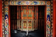Tibetan Buddhist Prayer Wheel With Beautiful Decoration
