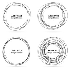 Wall Mural - set of abstract hand drawn circles for your design. scribble circle lines vector. black circular doo