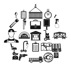 Poster - Warehouses icons set. Simple set of 25 warehouses vector icons for web isolated on white background